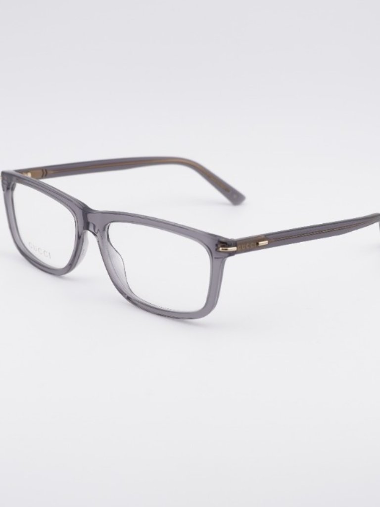 Gucci Gg1447o 004 Eyeglasses Transparent Grey 57mm Rectangle Frame